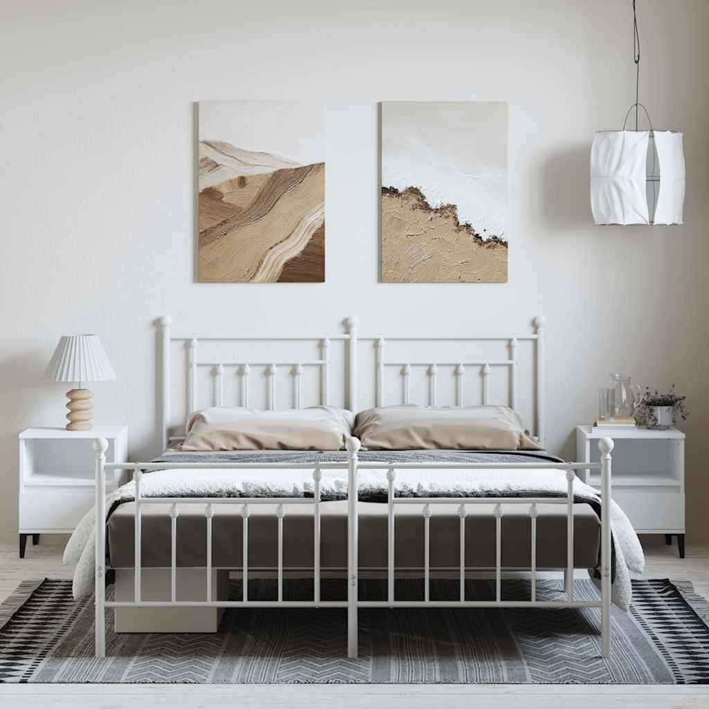 fehér fém ágykeret fej- és lábtámlával 183 x 213 cm