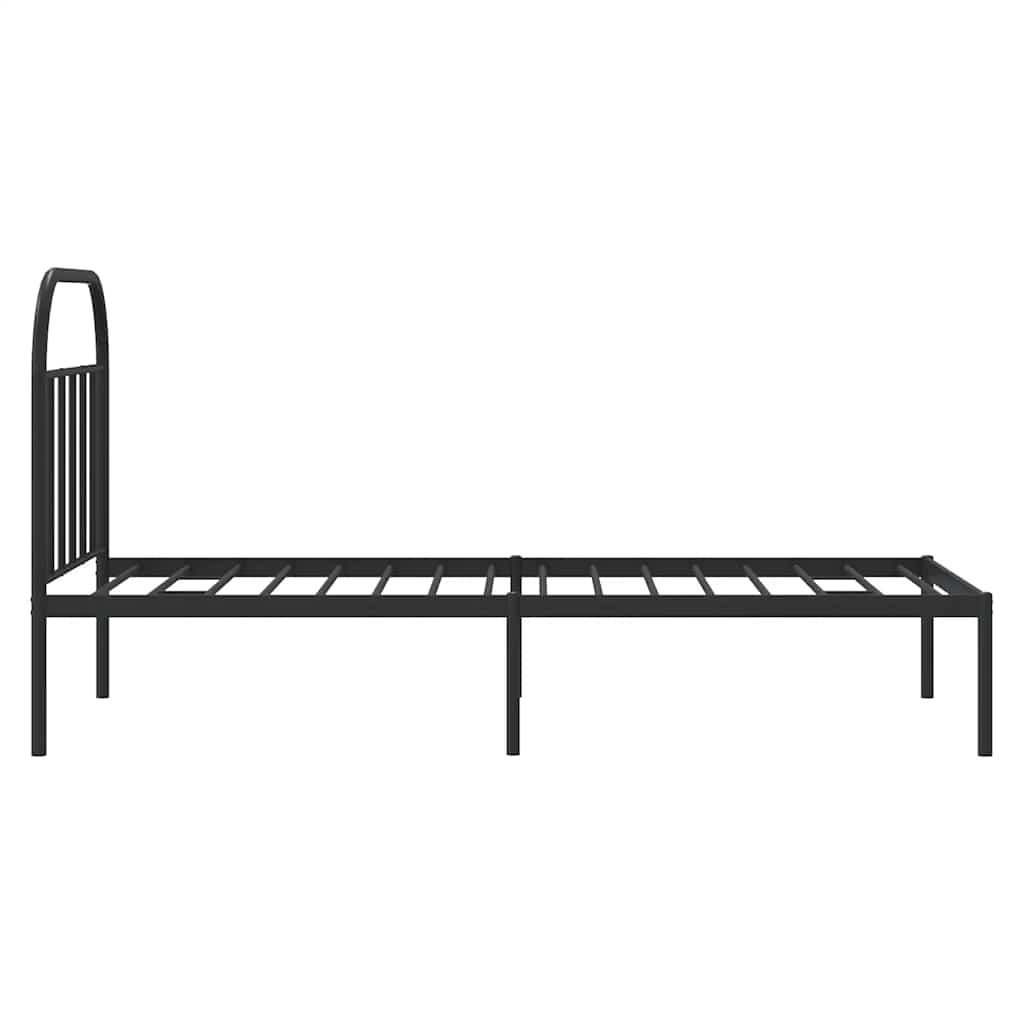 fekete fém ágykeret fejtámlával 90 x 200 cm
