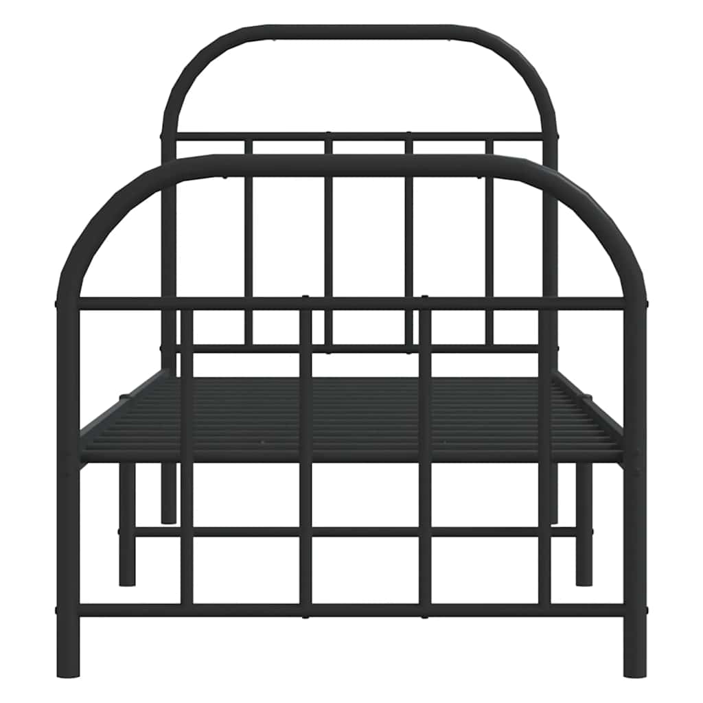 fekete fém ágykeret fej- és lábtámlával 75 x 190 cm