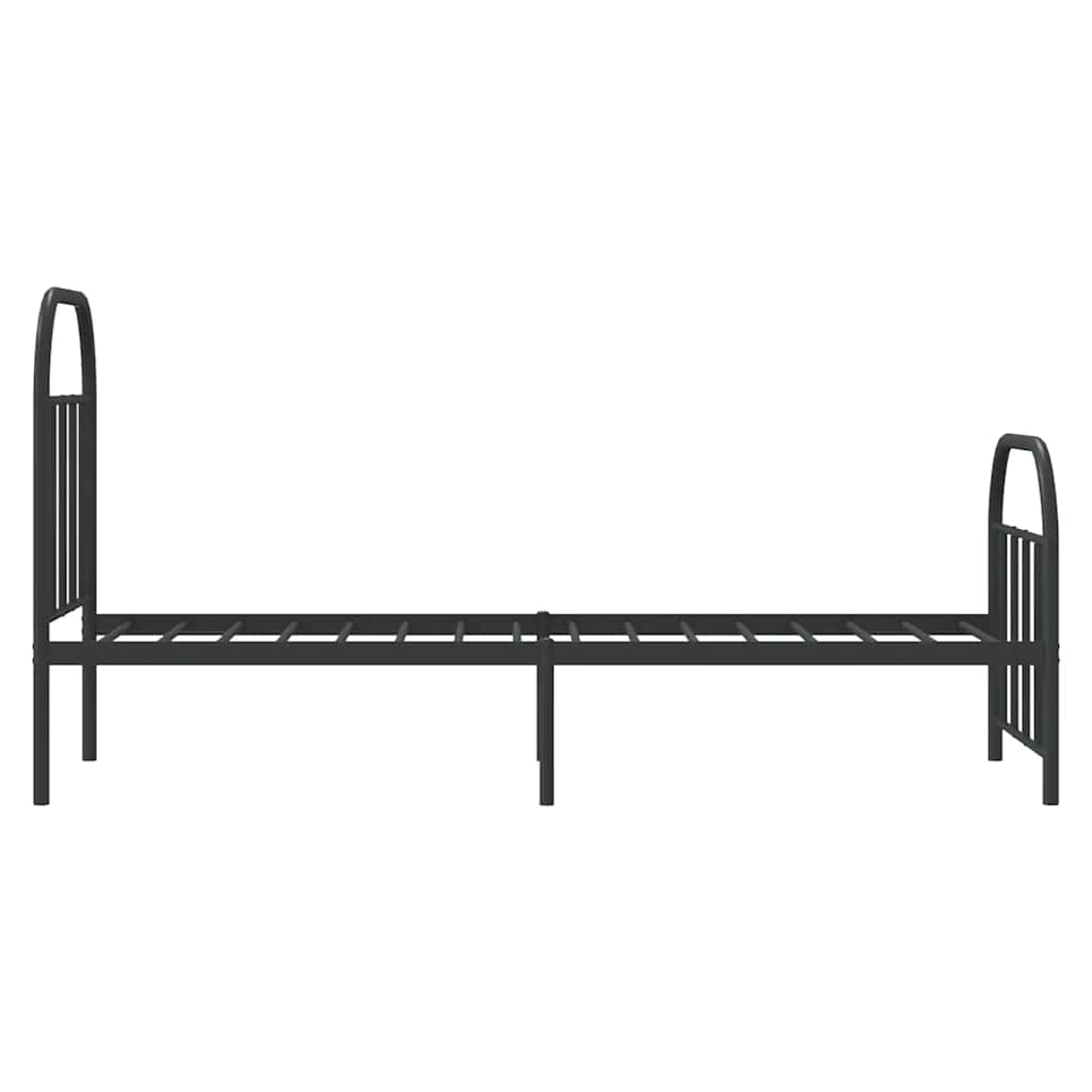 fekete fém ágykeret fej- és lábtámlával 75 x 190 cm