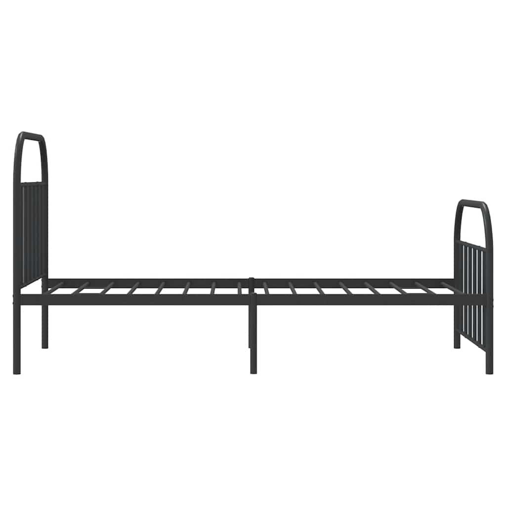 fekete fém ágykeret fej- és lábtámlával 100 x 200 cm