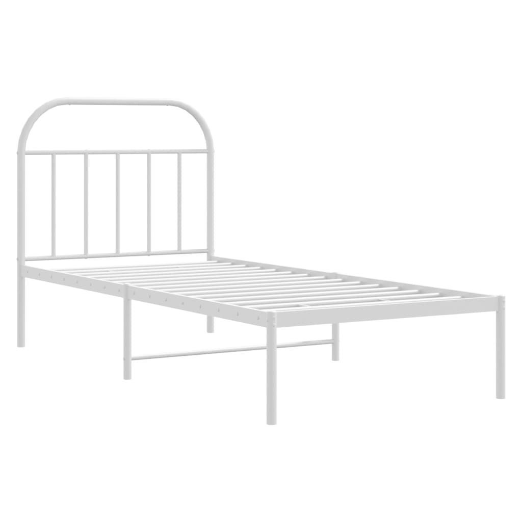 fehér fém ágykeret fejtámlával 90x200 cm