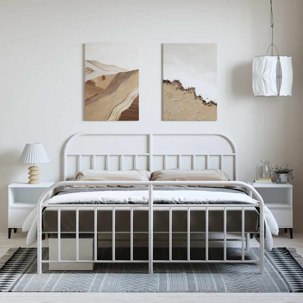 fehér fém ágykeret fej- és lábtámlával 183 x 213 cm