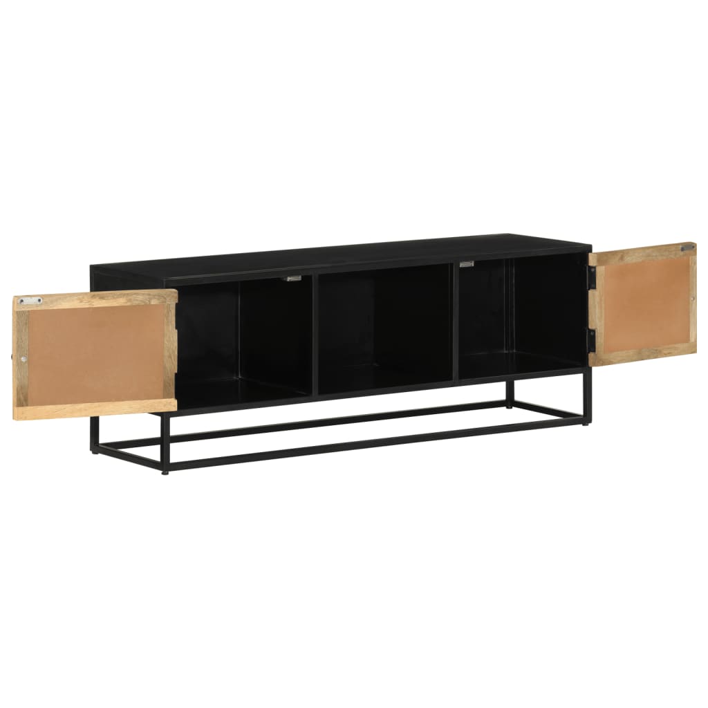 tömör mangófa és vas TV-szekrény 110 x 30 x 40 cm