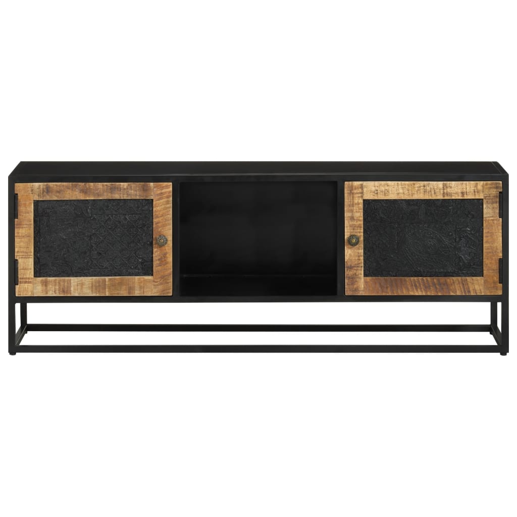 tömör mangófa és vas TV-szekrény 110 x 30 x 40 cm