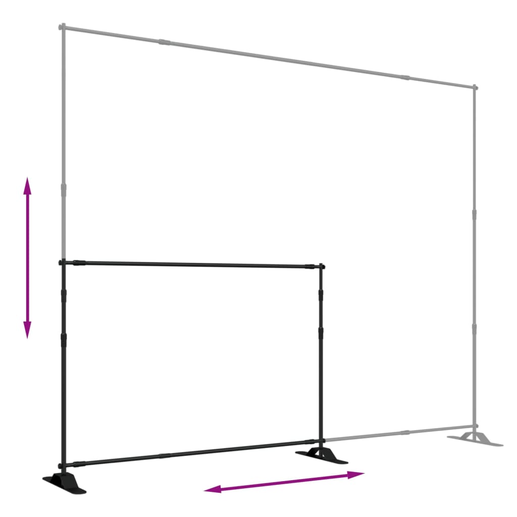 fekete acél háttérállvány 305x243 cm