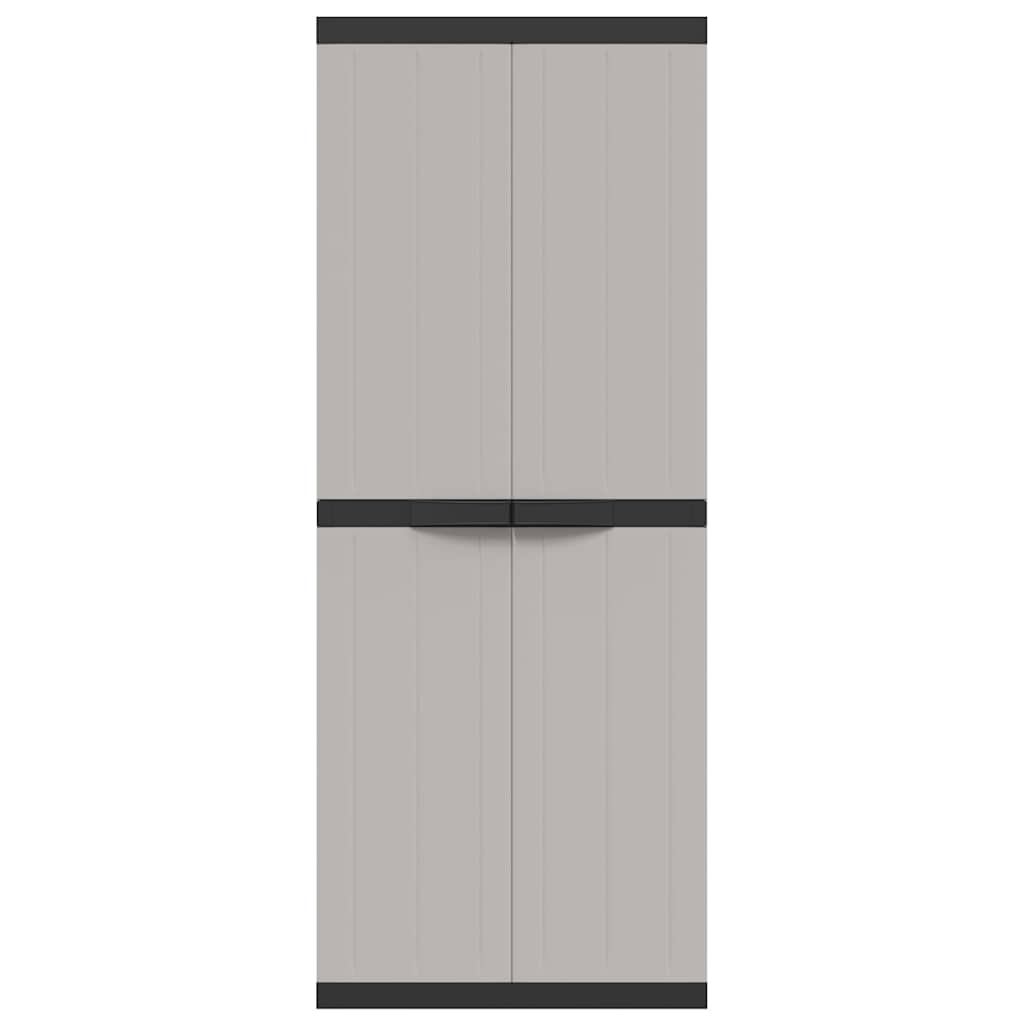 szürke és fekete PP kültéri tárolószekrény 65 x 37 x 165 cm