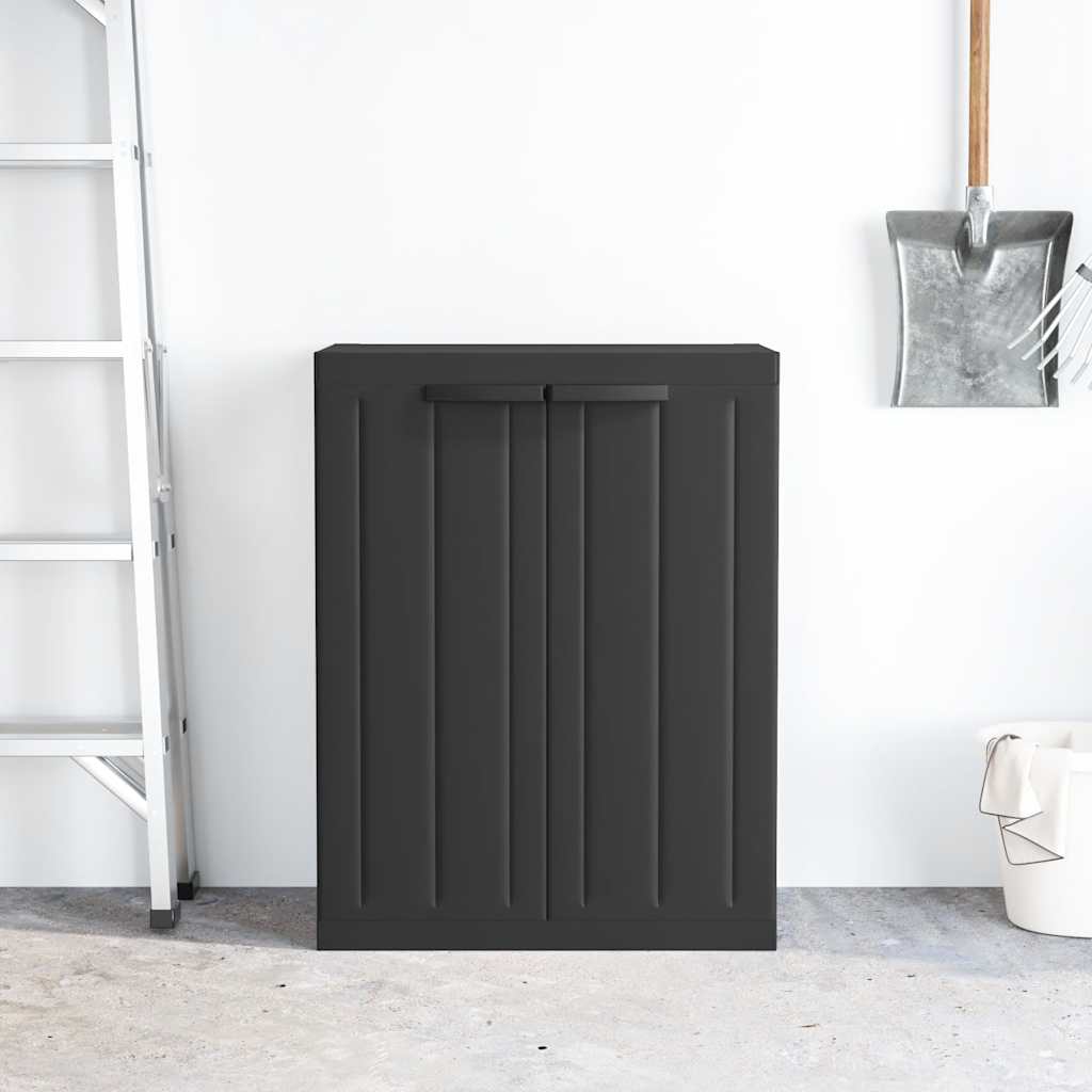 fekete PP kültéri tárolószekrény 65 x 37 x 85 cm