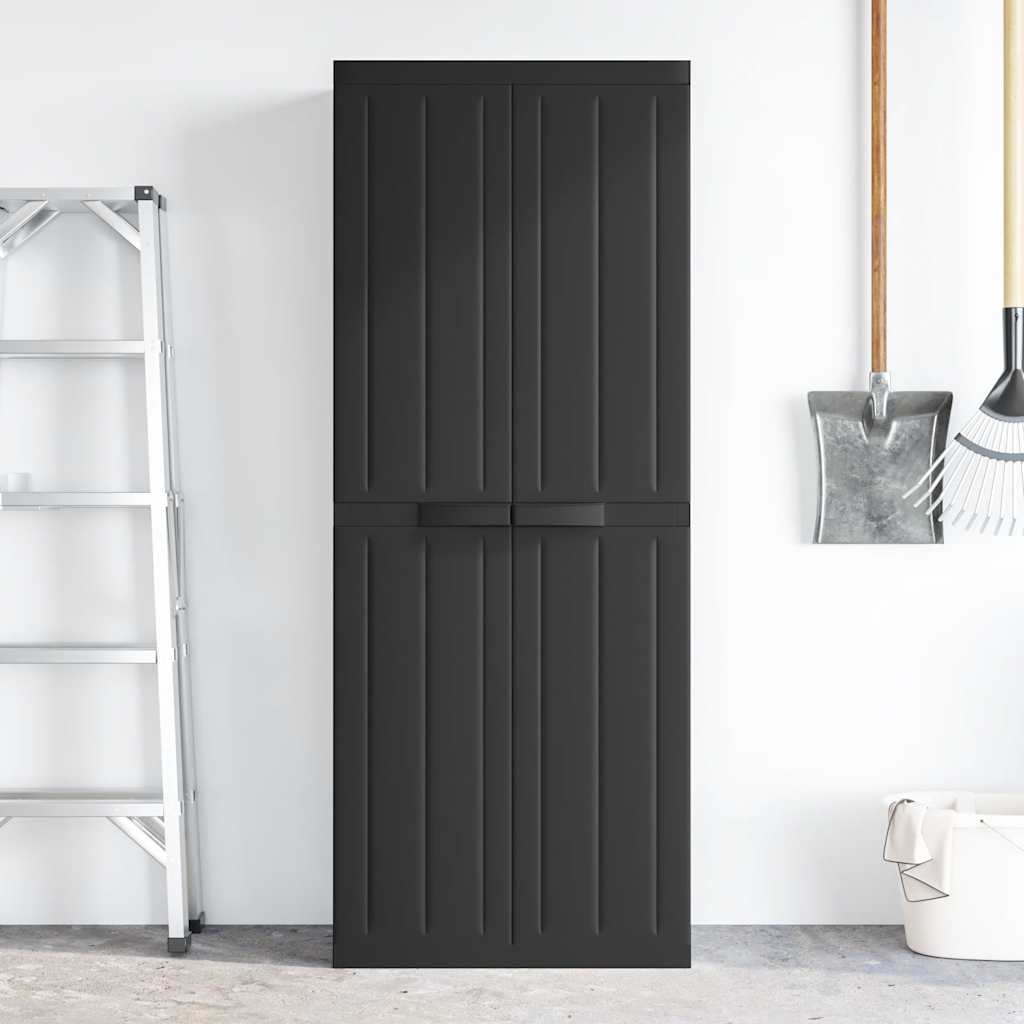 fekete PP kültéri tárolószekrény 65 x 37 x 165 cm