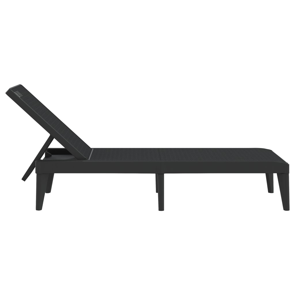 antracitszürke PP napozóágy 186 x 60 x 29 cm