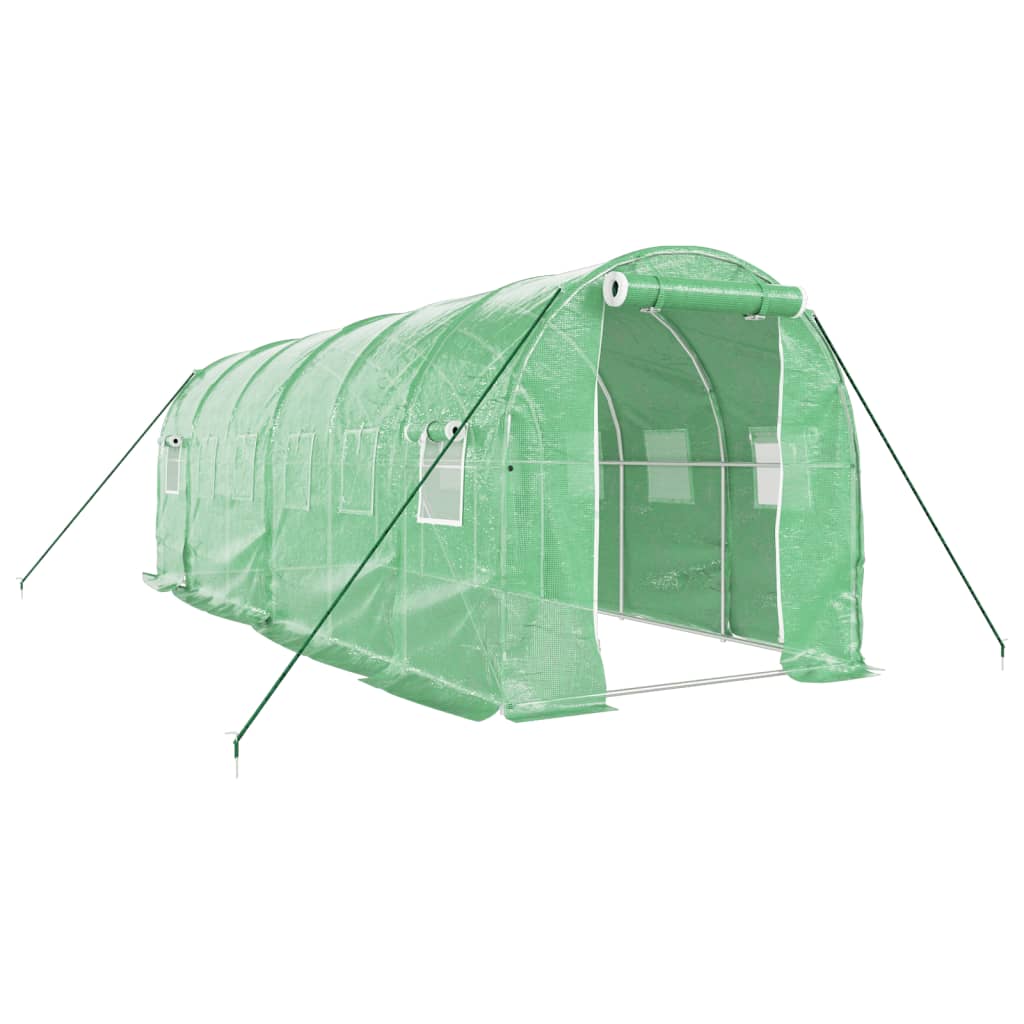 zöld acélvázas melegház 12 m² 6 x 2 x 2 m