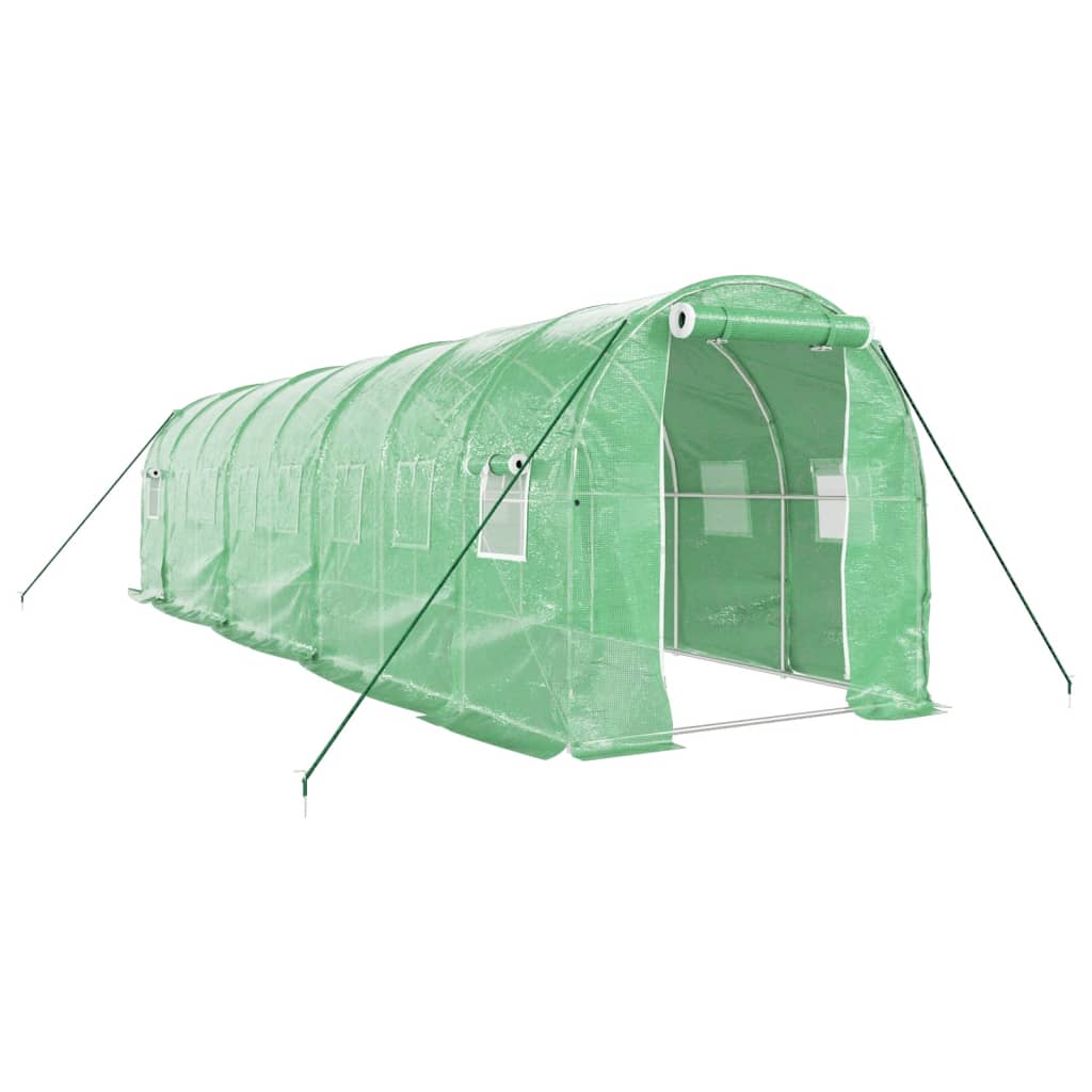 zöld acélvázas melegház 16 m² 8 x 2 x 2 m