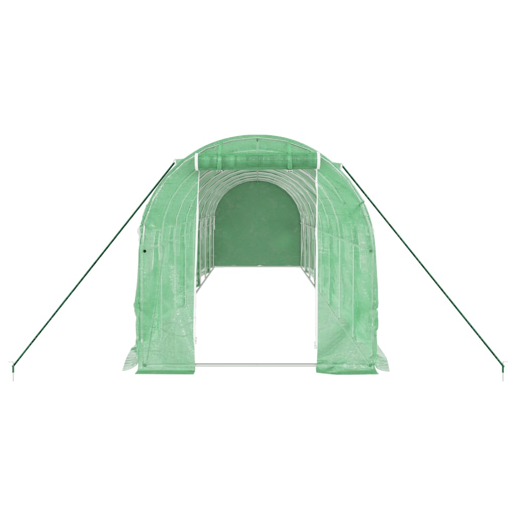 zöld acélvázas melegház 16 m² 8 x 2 x 2 m