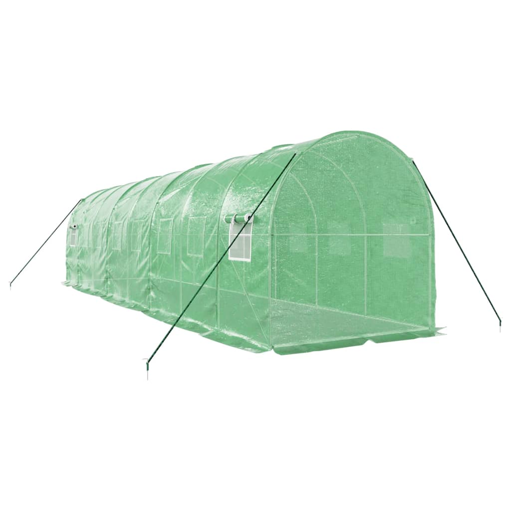 zöld acélvázas melegház 16 m² 8 x 2 x 2 m