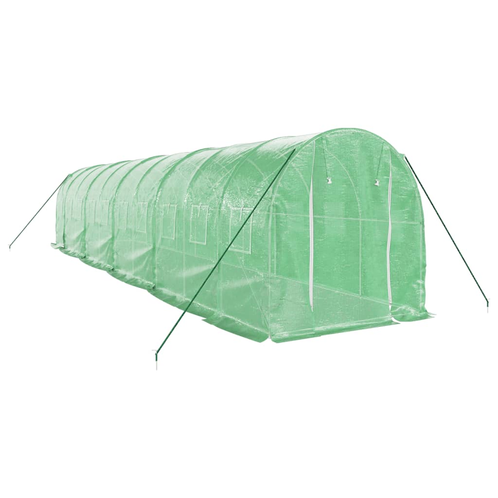 zöld acélvázas melegház 20 m² 10 x 2 x 2 m