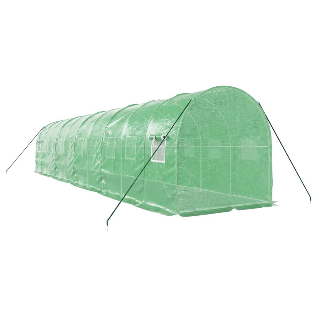 zöld acélvázas melegház 20 m² 10 x 2 x 2 m
