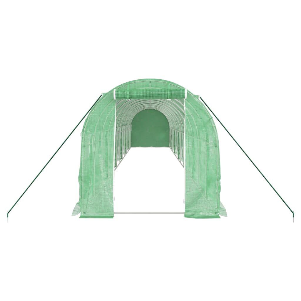 zöld acélvázas melegház 24 m² 12 x 2 x 2 m