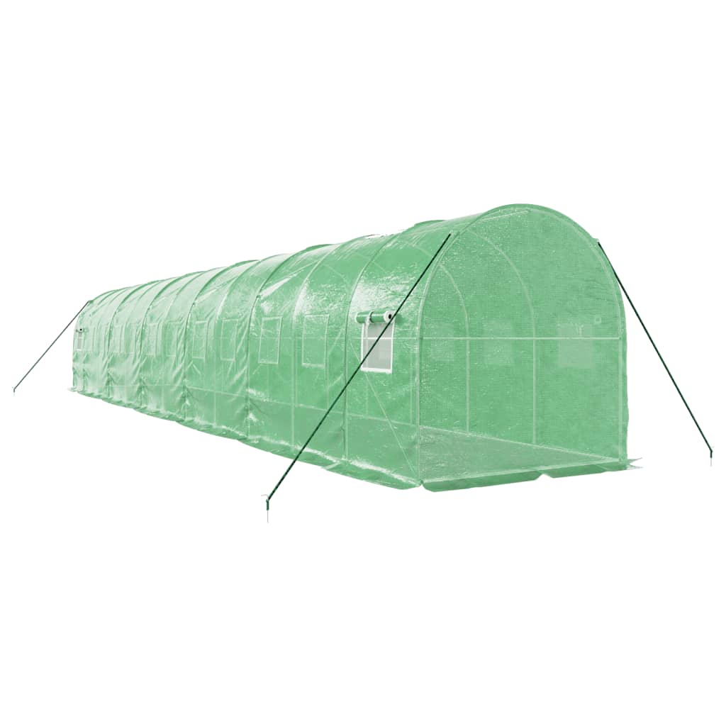 zöld acélvázas melegház 24 m² 12 x 2 x 2 m