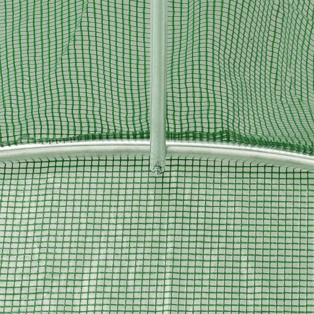 zöld acélvázas melegház 28 m² 14 x 2 x 2 m