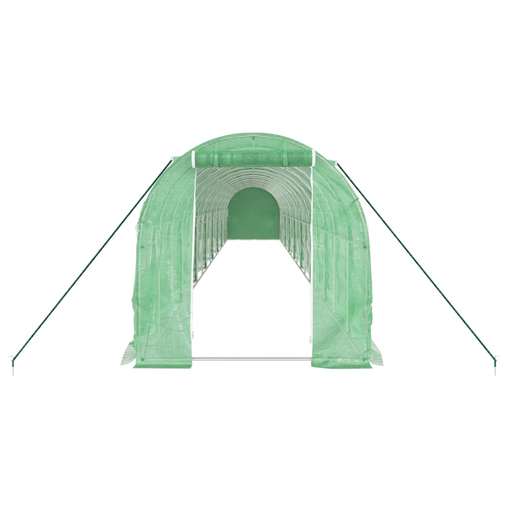 zöld acélvázas melegház 32 m² 16 x 2 x 2 m