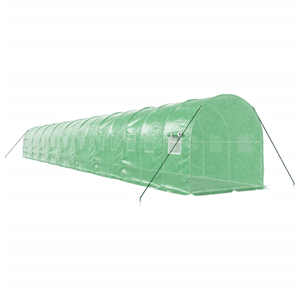 zöld acélvázas melegház 36 m² 18 x 2 x 2 m