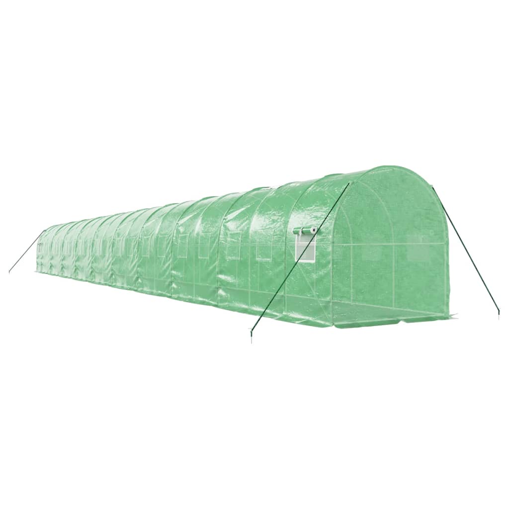 zöld acélvázas melegház 40 m² 20 x 2 x 2 m