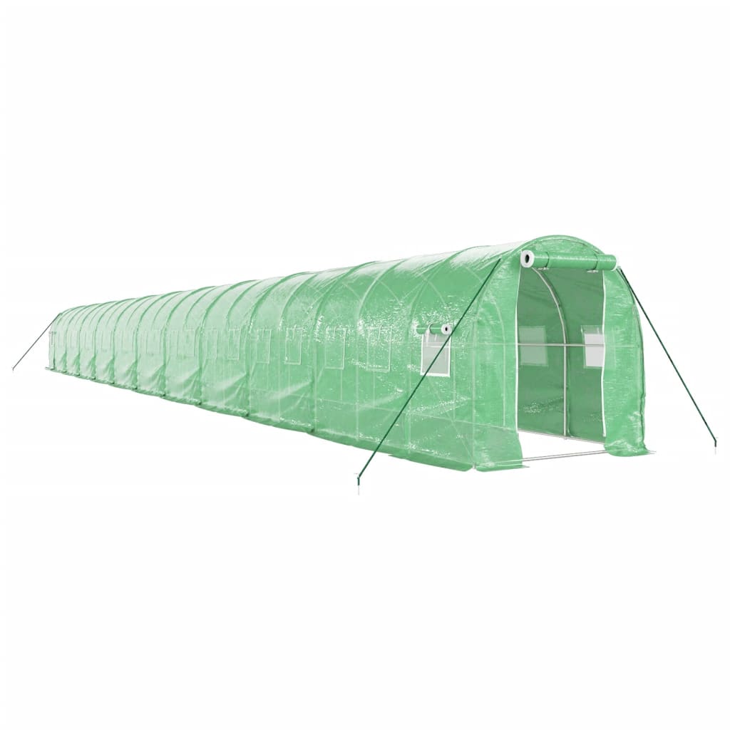 zöld acélvázas melegház 44 m² 22 x 2 x 2 m