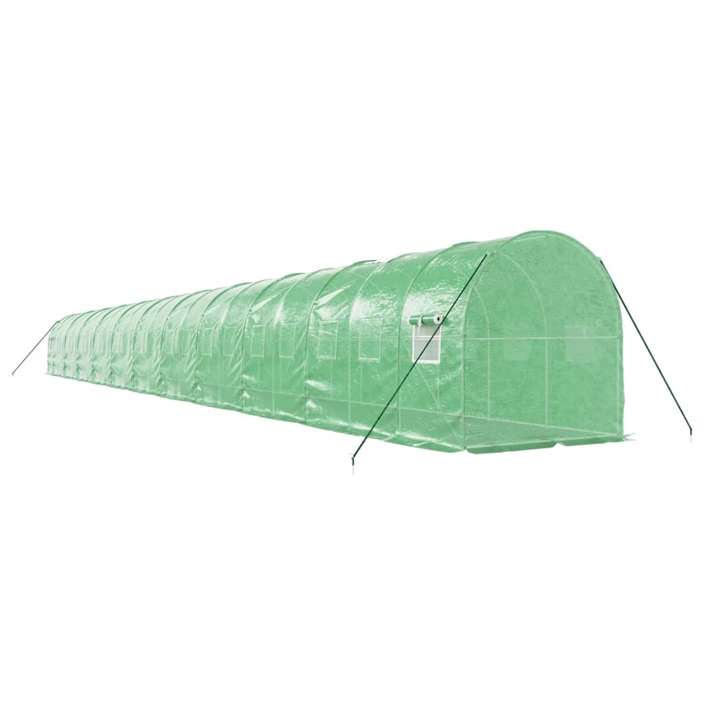 zöld acélvázas melegház 44 m² 22 x 2 x 2 m