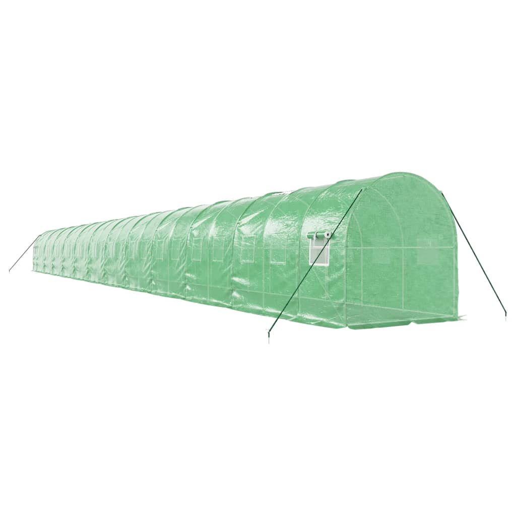 zöld acélvázas melegház 48 m² 24 x 2 x 2 m