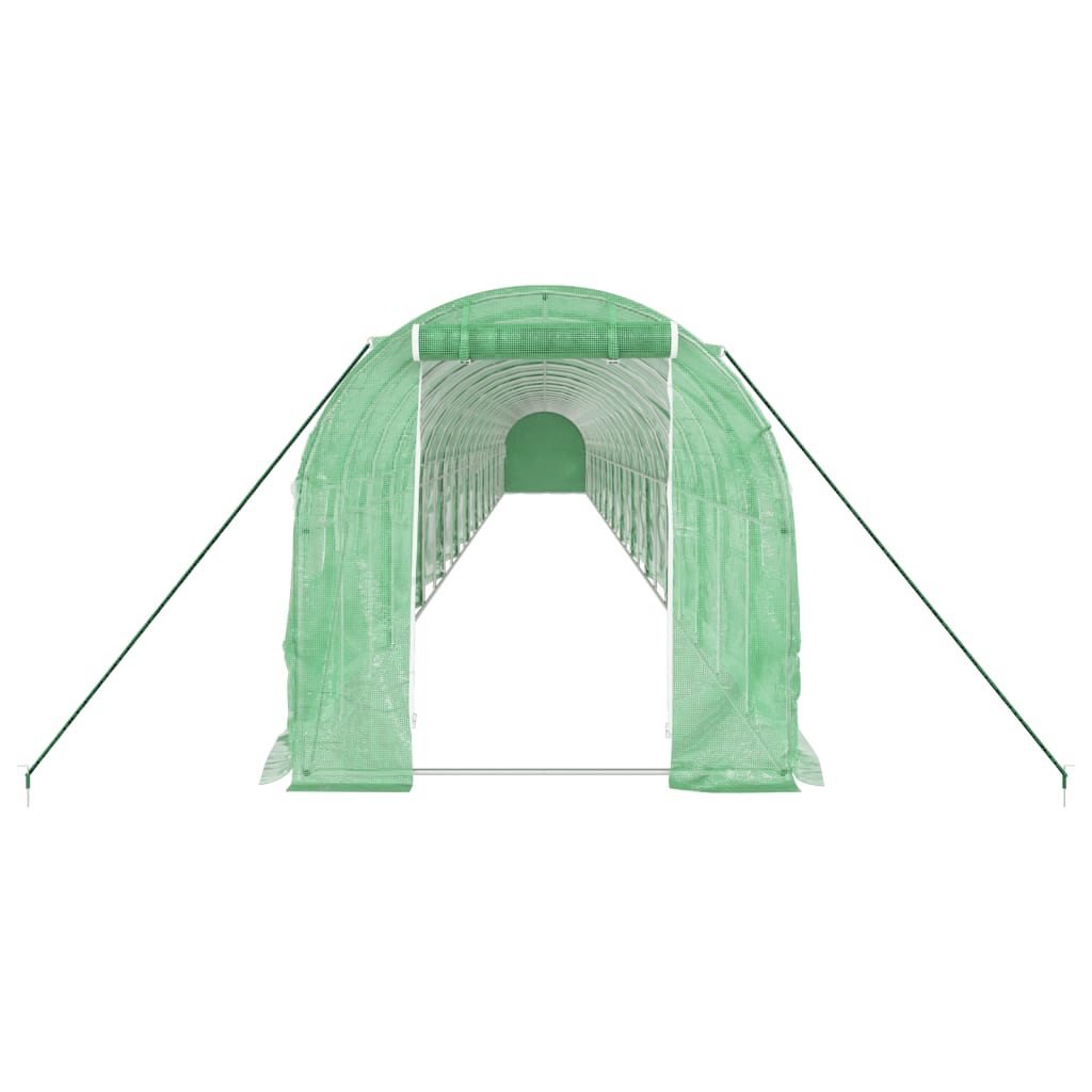 zöld acélvázas melegház 48 m² 24 x 2 x 2 m