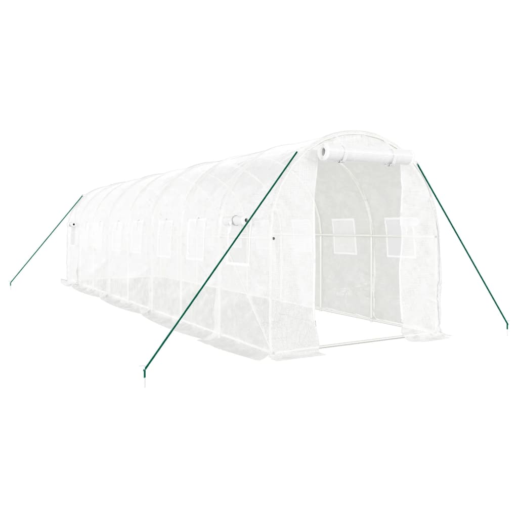 fehér acélvázas melegház 16 m² 8 x 2 x 2 m