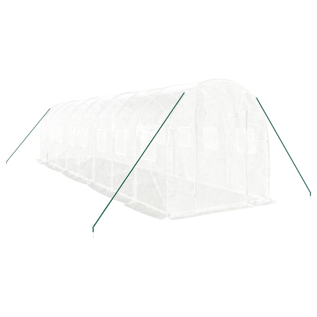 fehér acélvázas melegház 16 m² 8 x 2 x 2 m