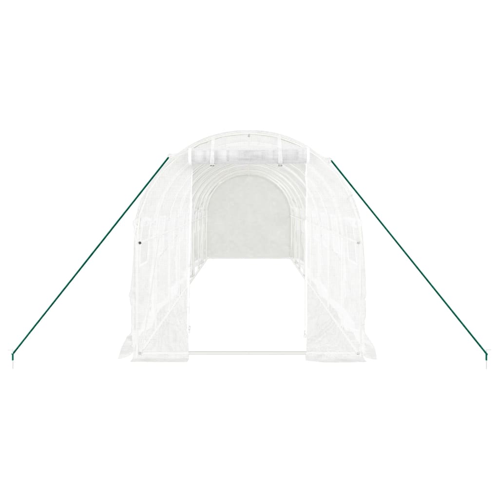 fehér acélvázas melegház 16 m² 8 x 2 x 2 m