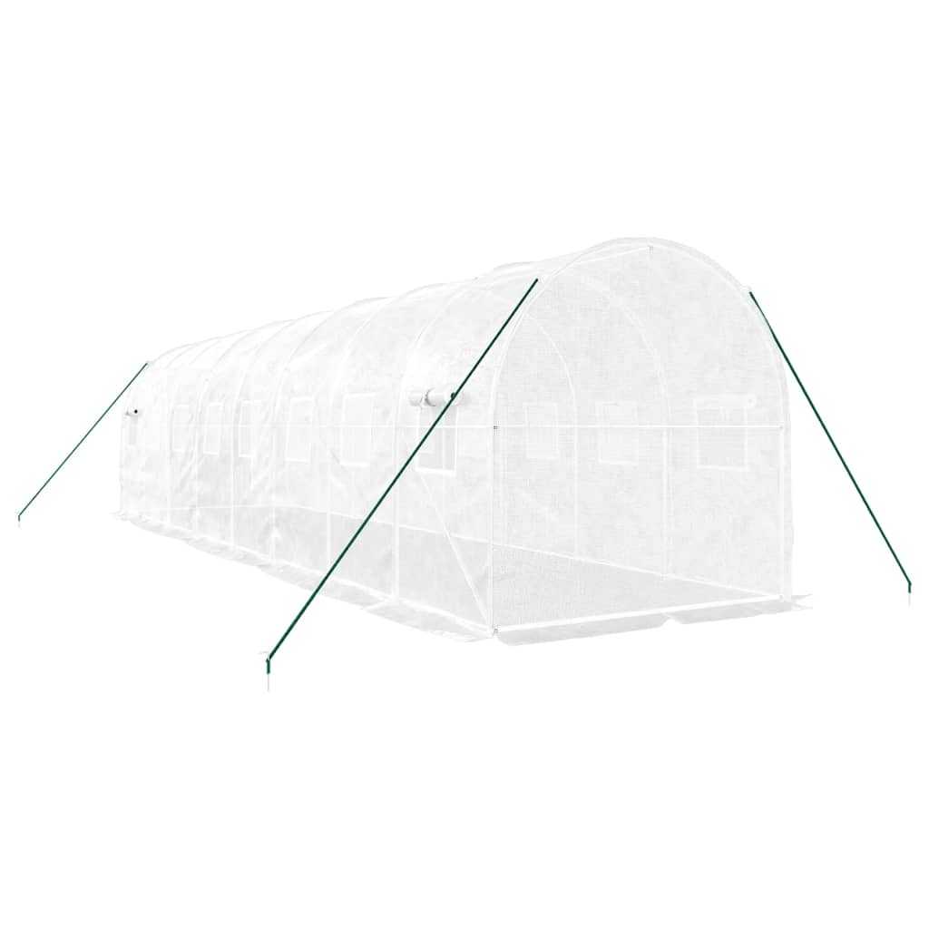 fehér acélvázas melegház 16 m² 8 x 2 x 2 m