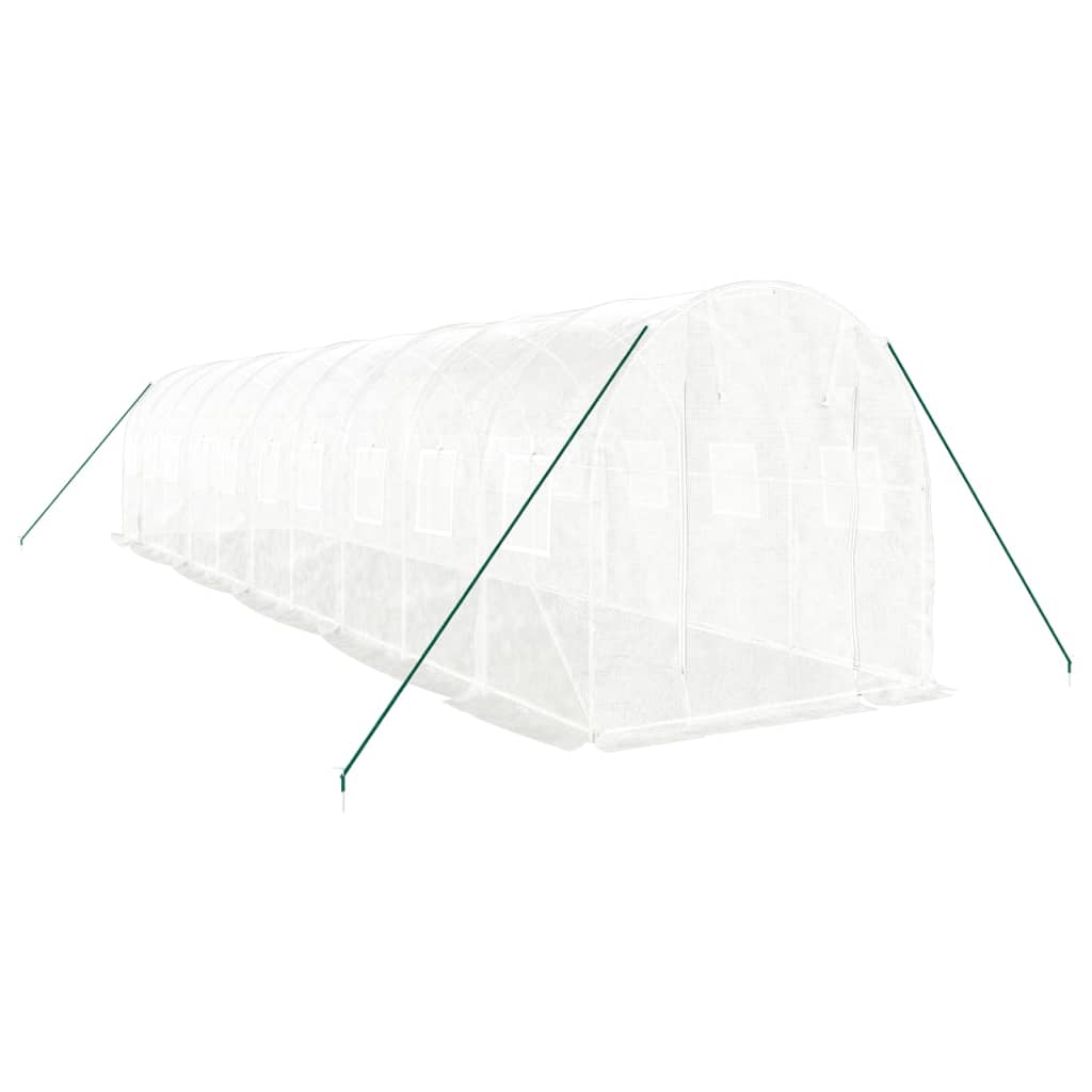 fehér acélvázas melegház 20 m² 10 x 2 x 2 m