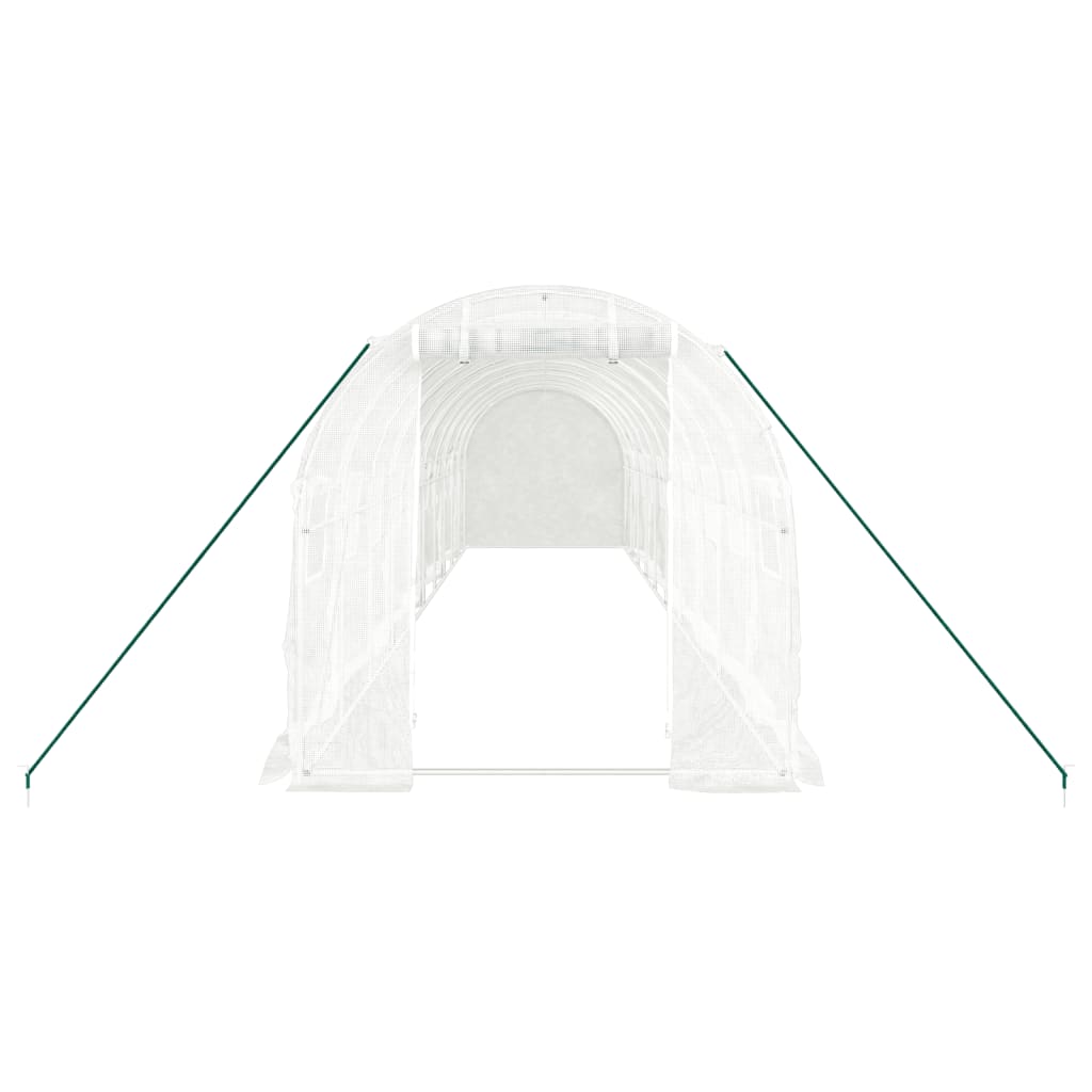 fehér acélvázas melegház 20 m² 10 x 2 x 2 m