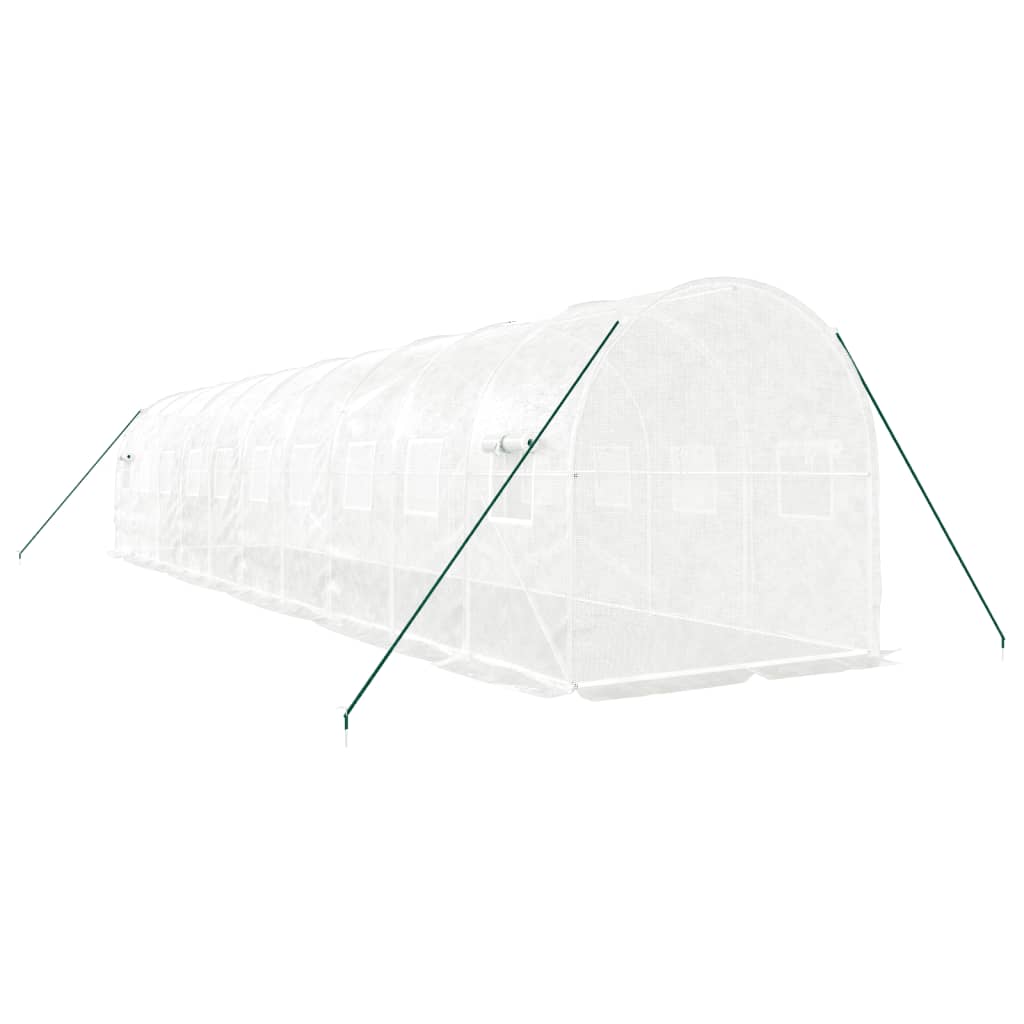 fehér acélvázas melegház 20 m² 10 x 2 x 2 m