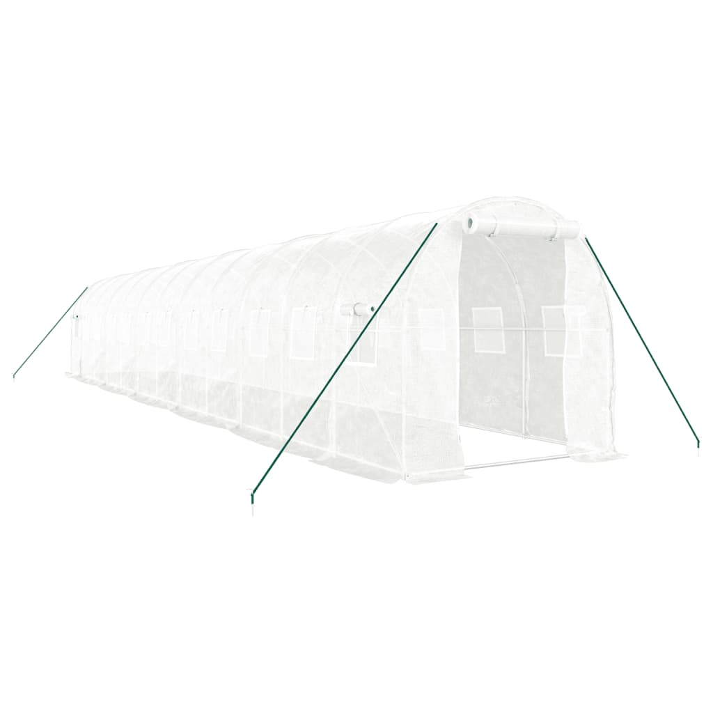 fehér acélvázas melegház 24 m² 12x2x2 m