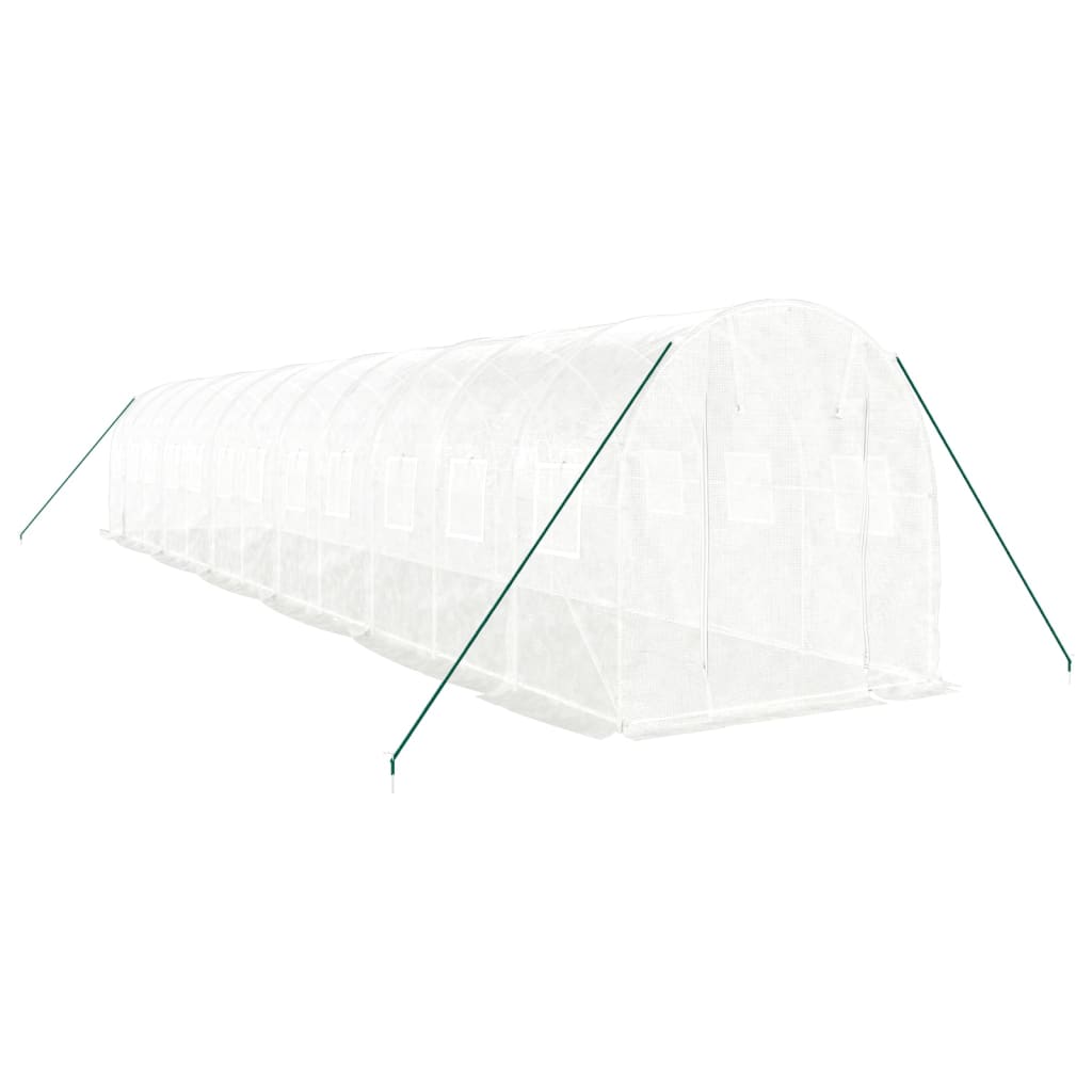 fehér acélvázas melegház 24 m² 12x2x2 m