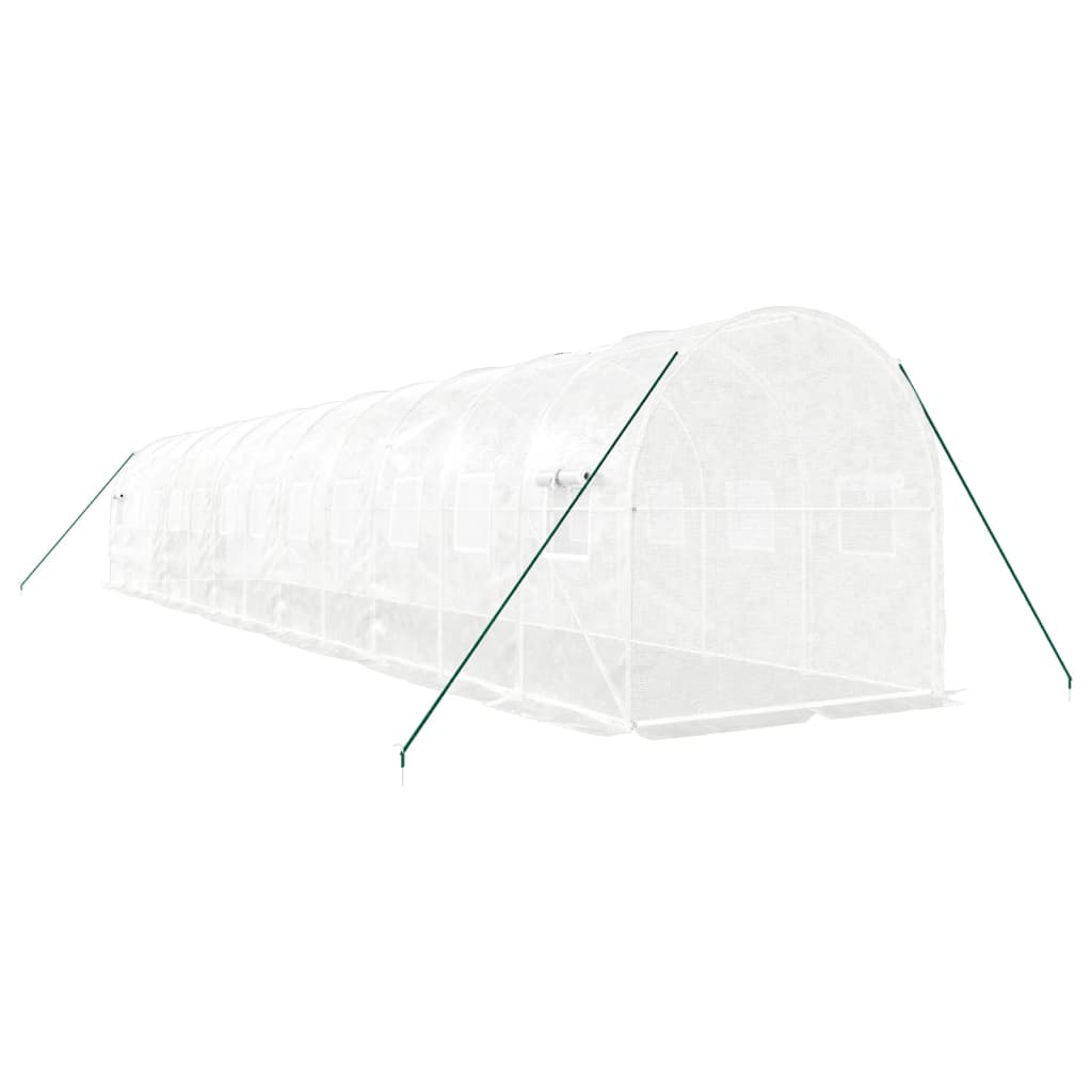 fehér acélvázas melegház 24 m² 12x2x2 m