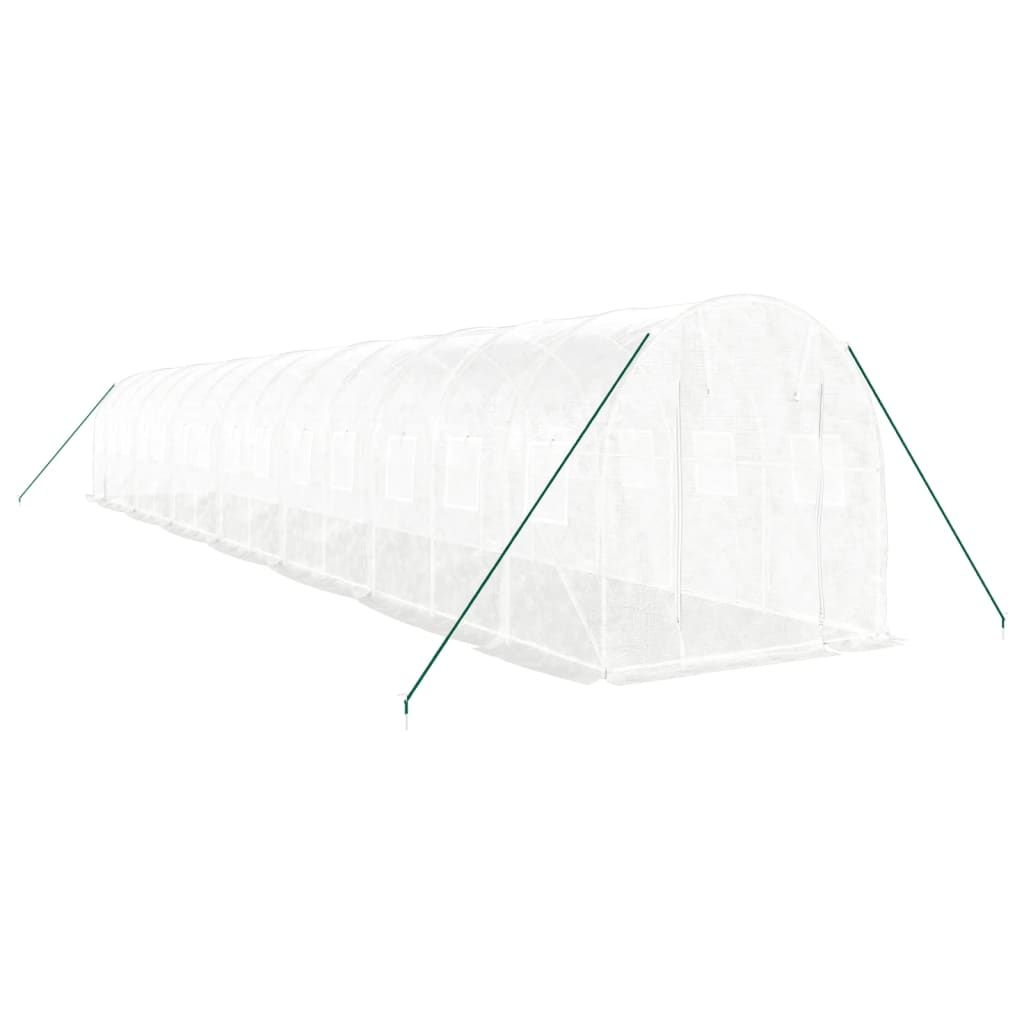 fehér acélvázas melegház 28 m² 14 x 2 x 2 m
