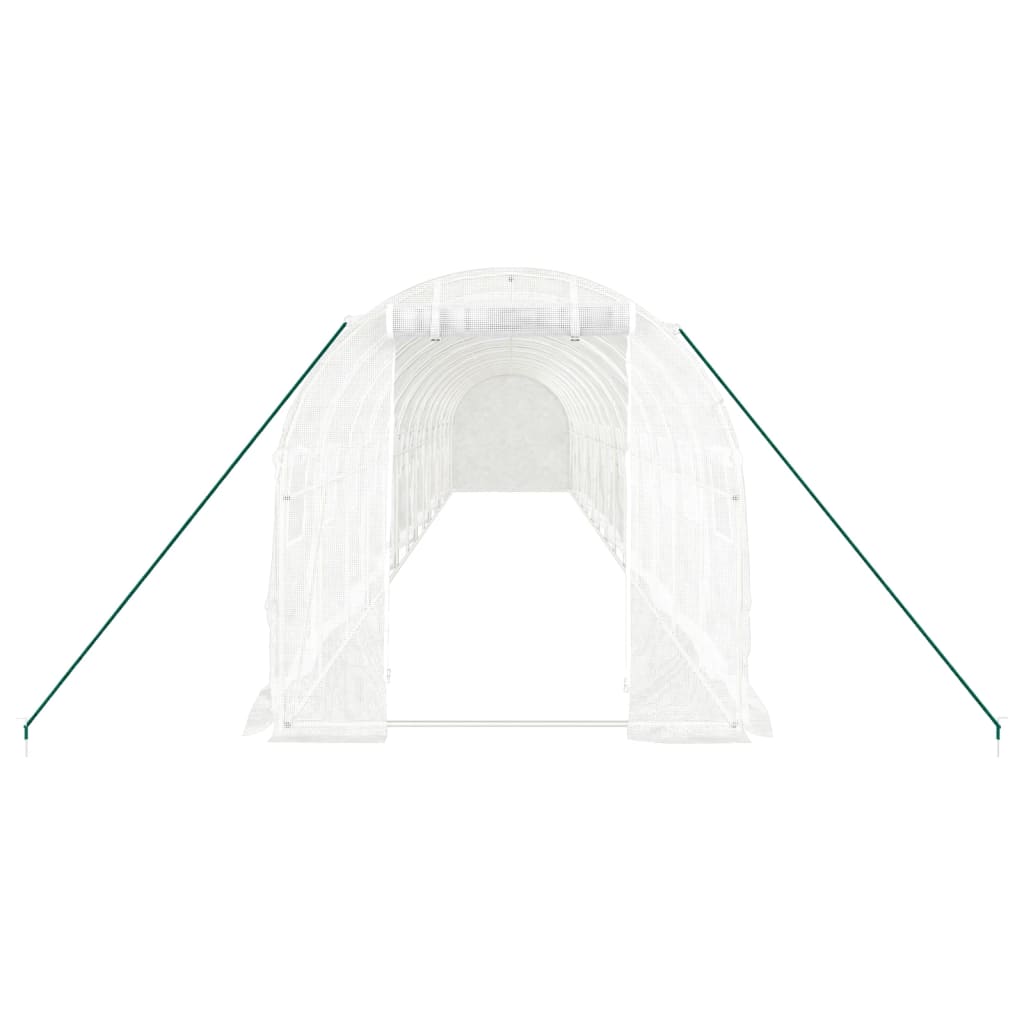 fehér acélvázas melegház 28 m² 14 x 2 x 2 m