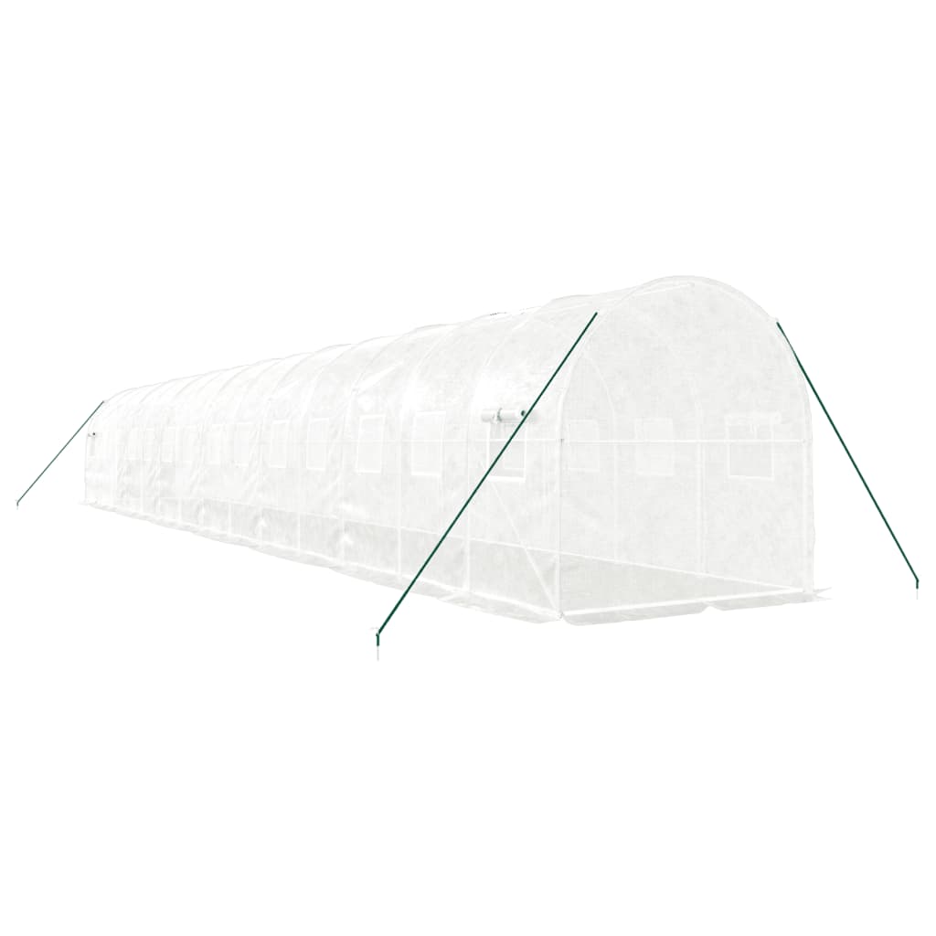fehér acélvázas melegház 28 m² 14 x 2 x 2 m