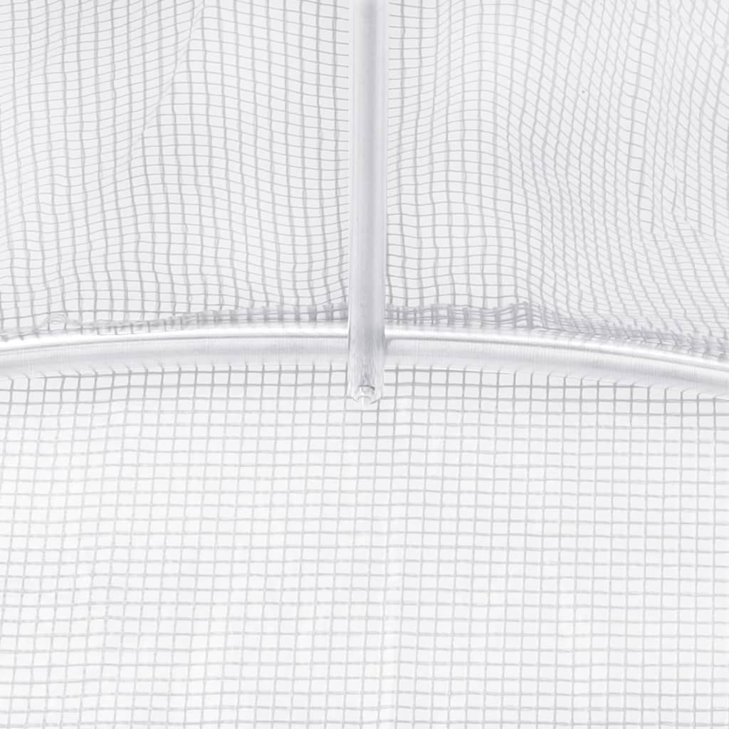 fehér acélvázas melegház 28 m² 14 x 2 x 2 m