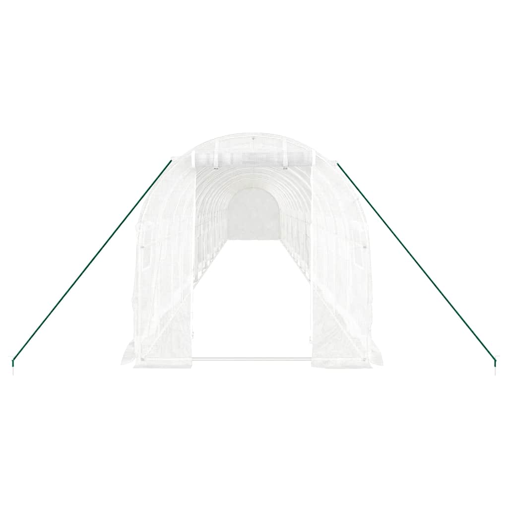fehér acélvázas melegház 32 m² 16 x 2 x 2 m