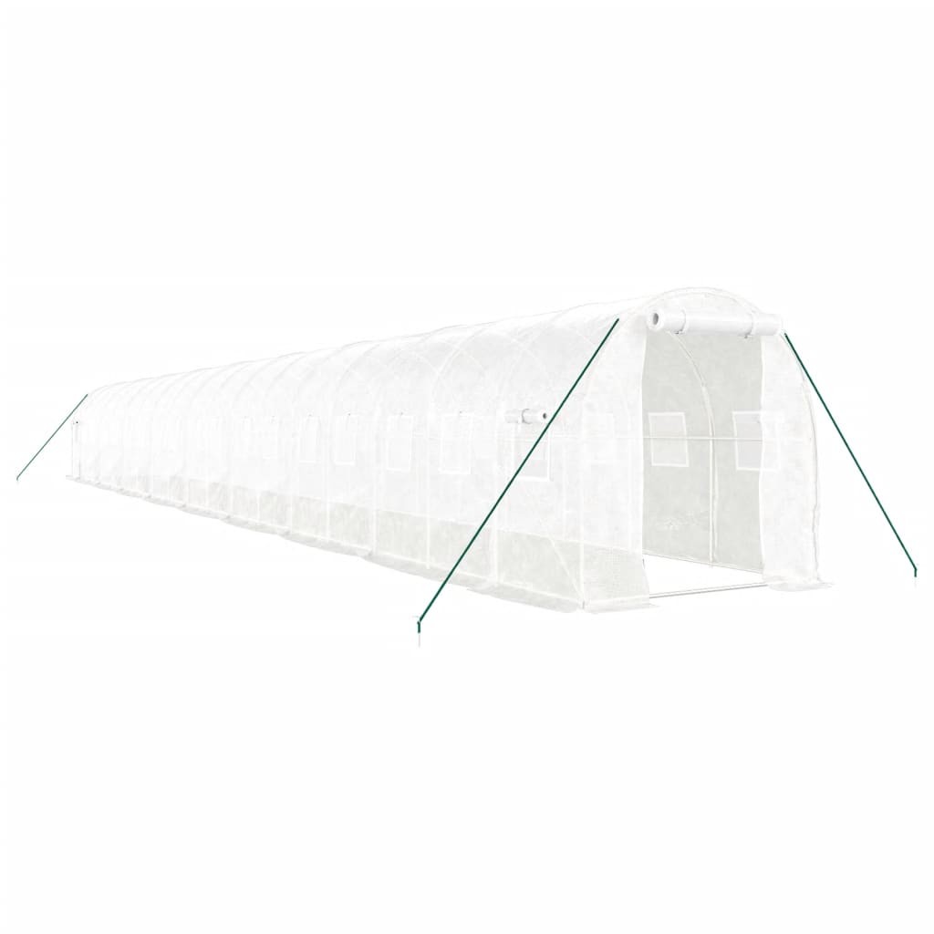 fehér acélvázas melegház 36 m² 18 x 2 x 2 m