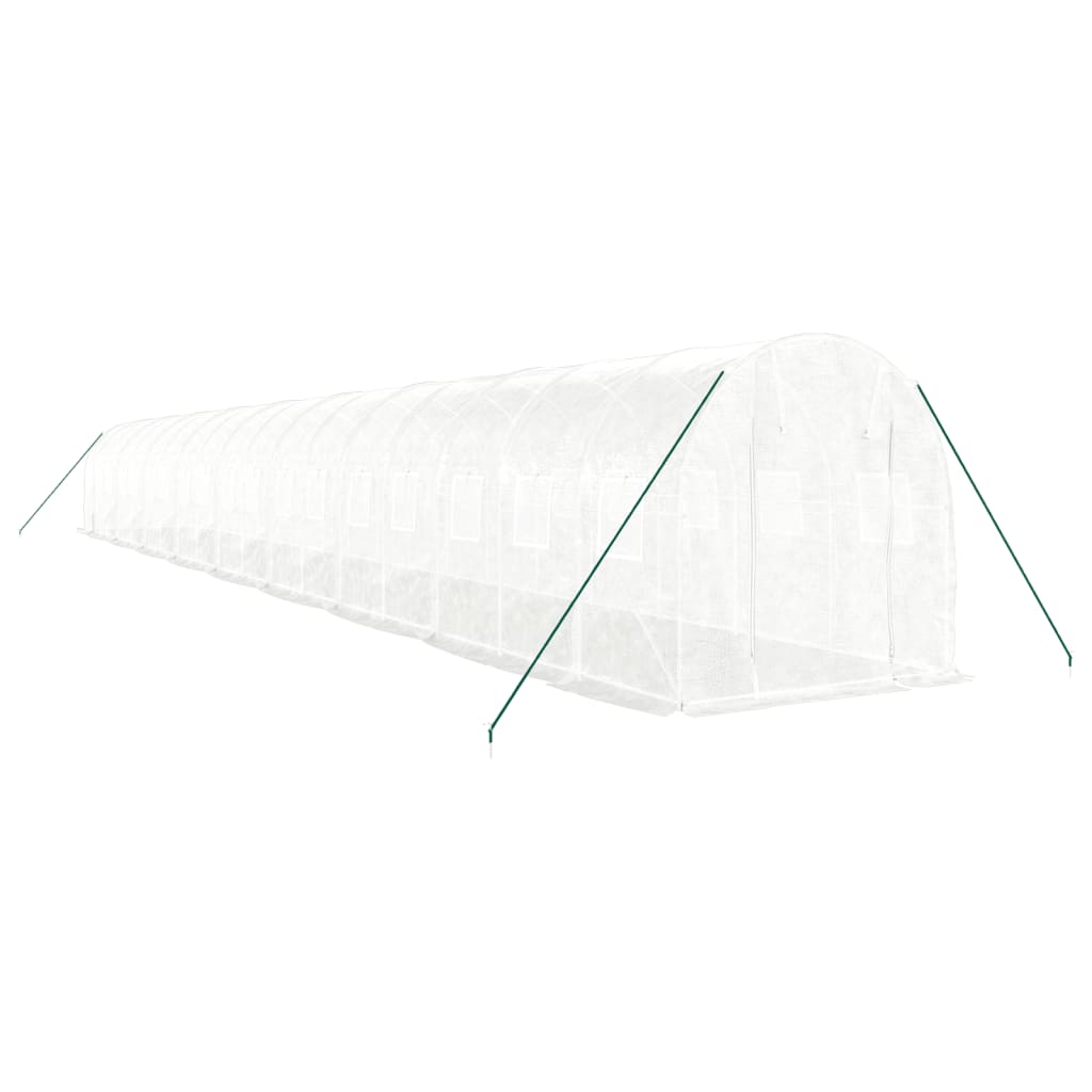 fehér acélvázas melegház 36 m² 18 x 2 x 2 m