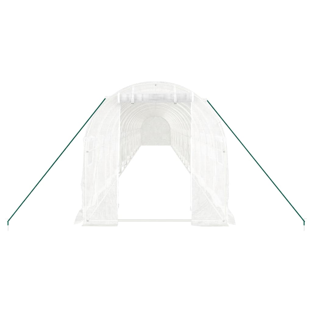 fehér acélvázas melegház 36 m² 18 x 2 x 2 m