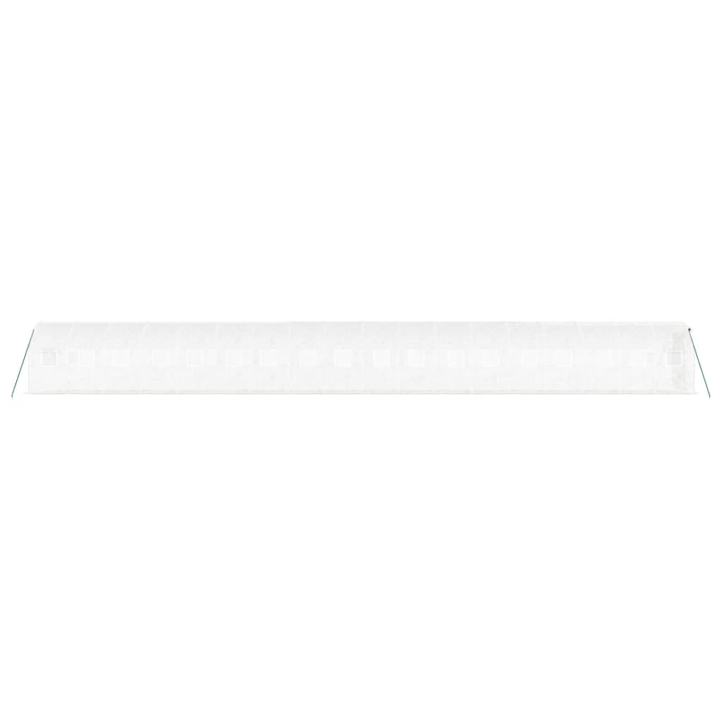 fehér acélvázas melegház 36 m² 18 x 2 x 2 m