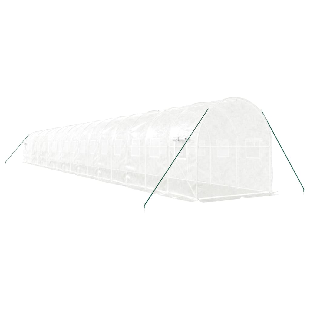 fehér acélvázas melegház 36 m² 18 x 2 x 2 m